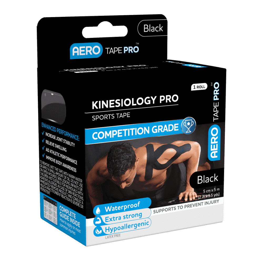 AEROTAPE Black Kinesiology Pro Sports Tape 5cm x 5m