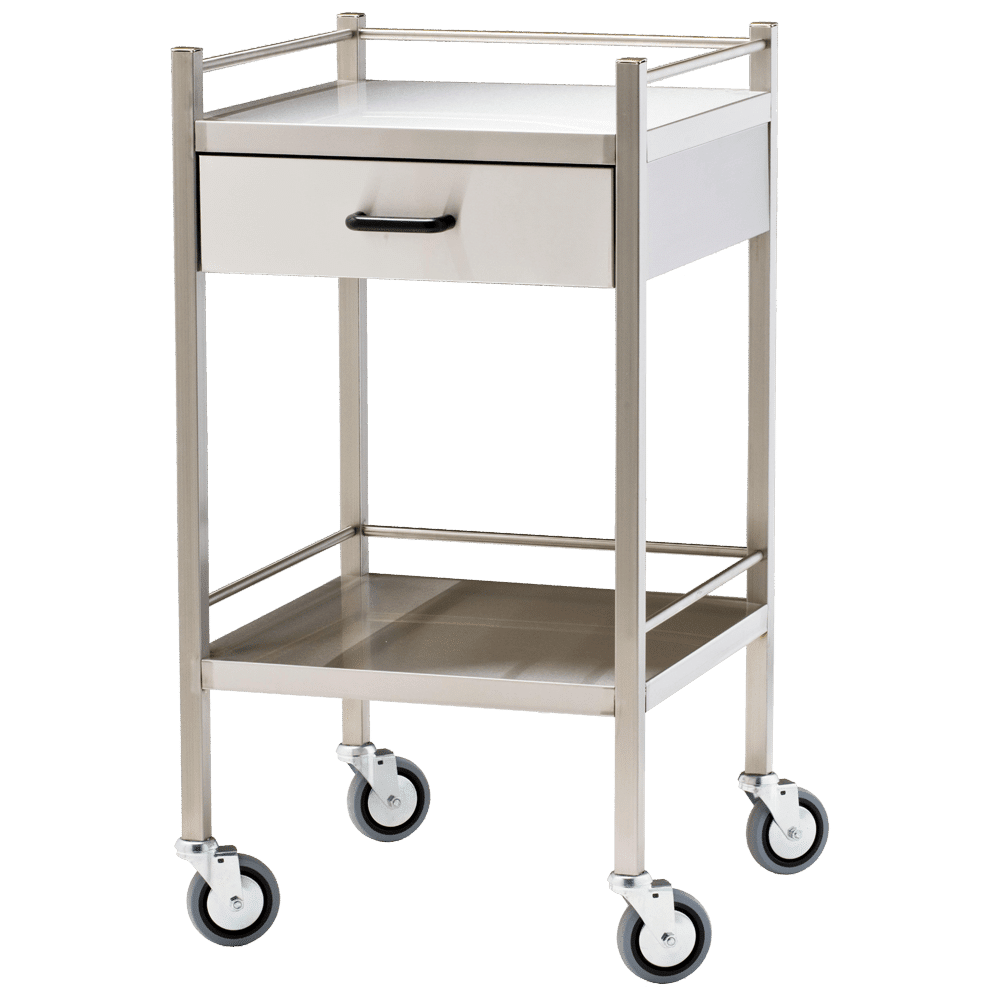 Small Stainless Steel Trolley with Drawer 50 x 50 x 97cm