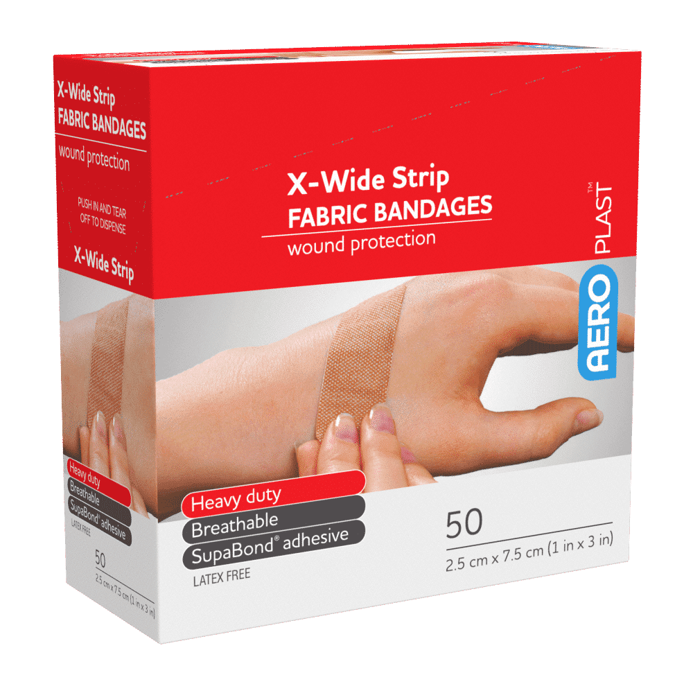 AEROPLAST Premium Fabric X-Wide Strip 7.5 x 2.5cm Box/50