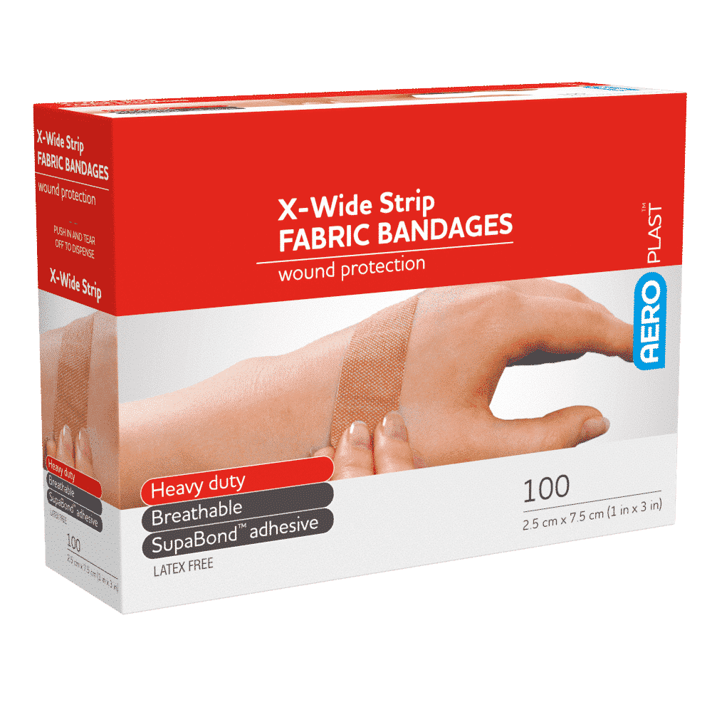AEROPLAST Premium Fabric X-Wide Strip 7.5 x 2.5cm Box/100