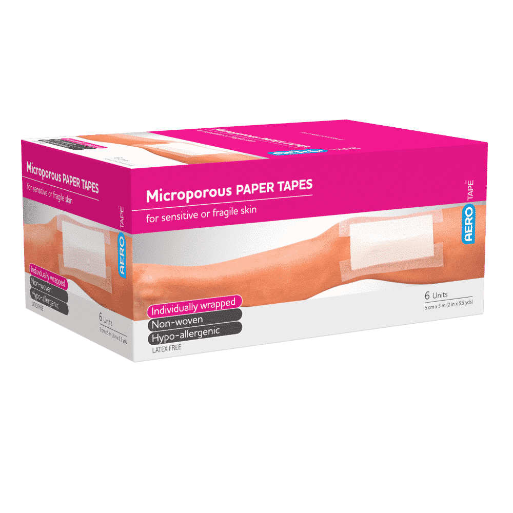 AEROTAPE White Microporous Paper Tape 5cm x 5M Box/6