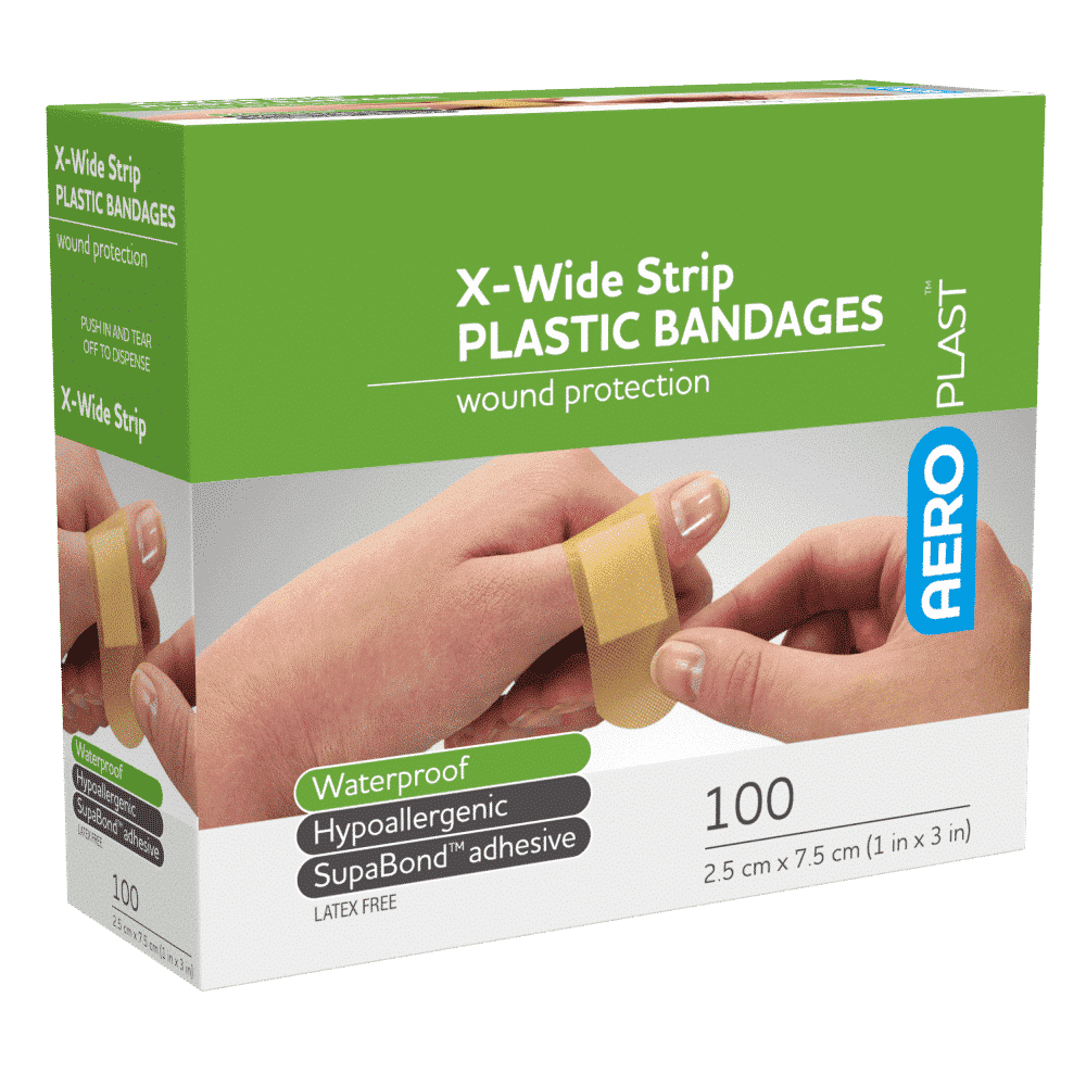 AEROPLAST Plastic X-Wide Strip 7.5 x 2.5cm Box/100