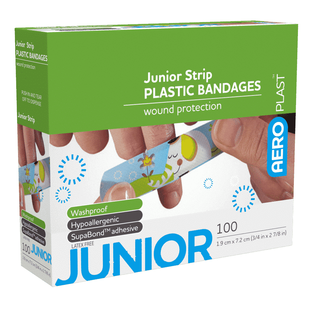 AEROPLAST Plastic Junior Strip 7.2 x 1.9cm Box/100