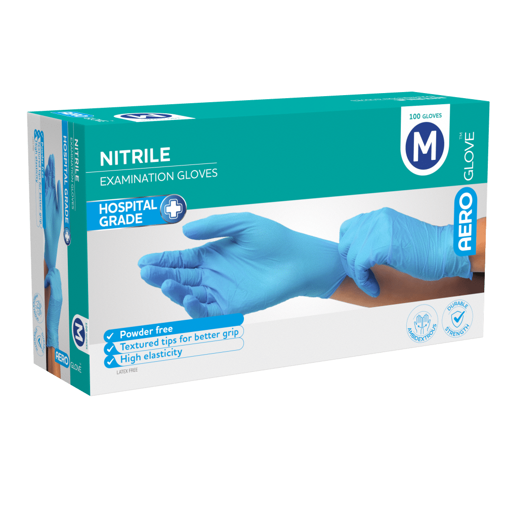 AEROGLOVE Medium Nitrile Powder-Free Gloves Box/100