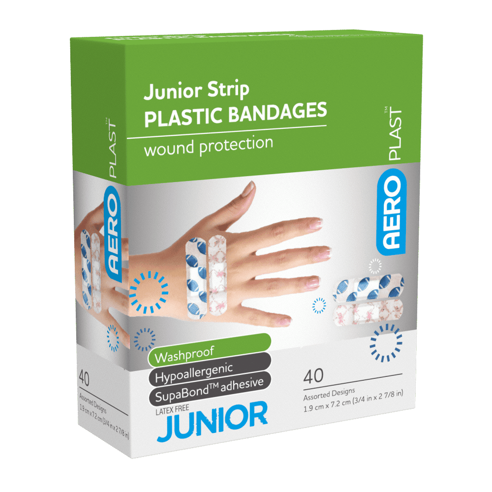 AEROPLAST Plastic Junior Strip 7.2 x 1.9cm Box/40