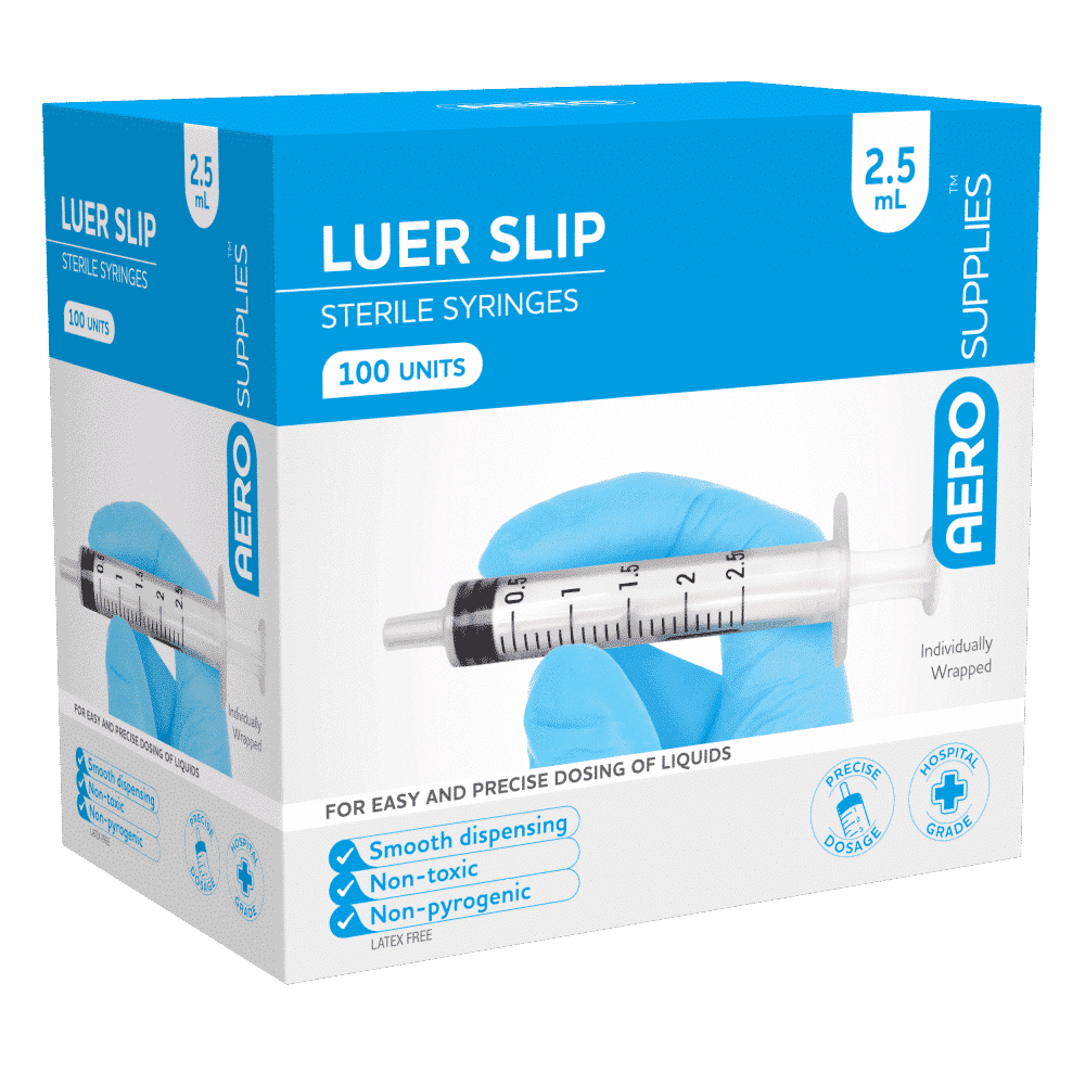 AEROSUPPLIES LuerSlip Syringe 2.5mL Box/100