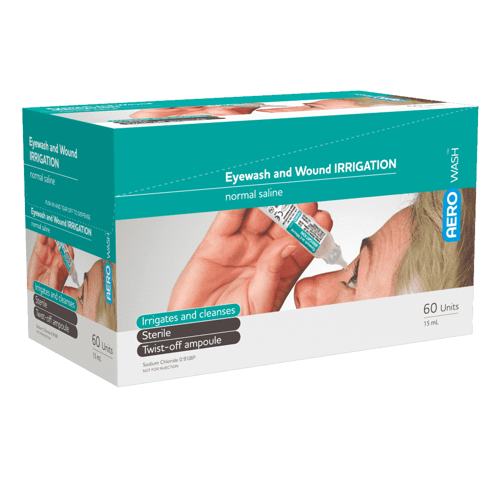 AEROWASH Sodium Chloride Eyewash Ampoule 15ml Box/60