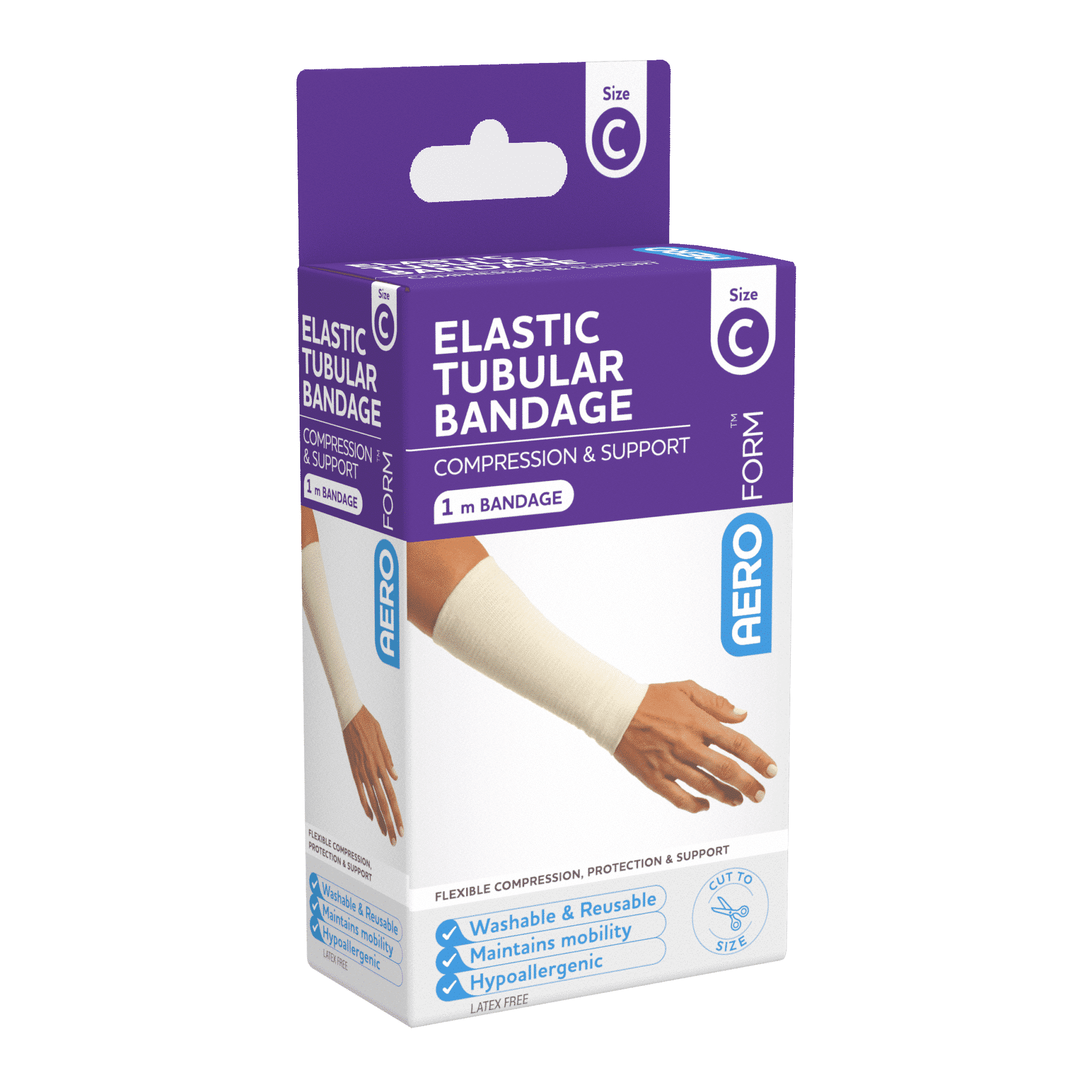 AEROFORM Size C Adult Limbs Elastic Tubular Bandage 7cm x 1M