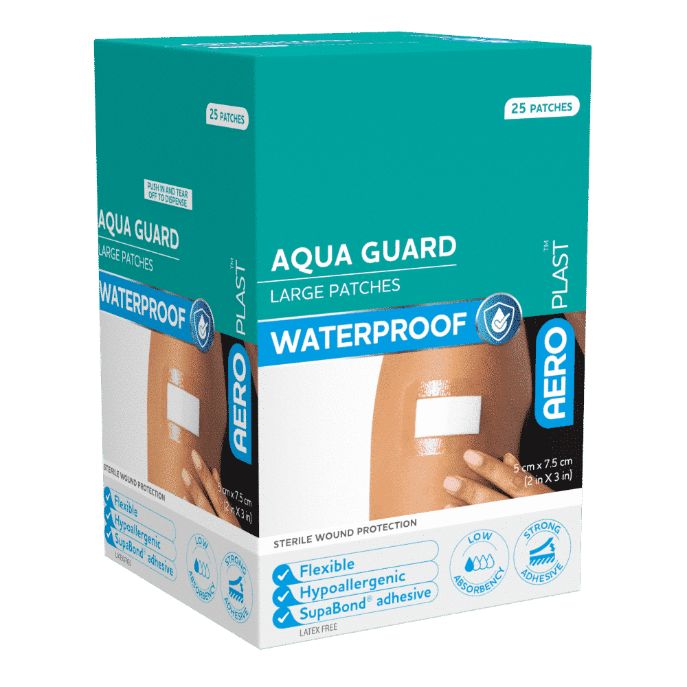AEROPLAST AquaGuard Large Patch 7.5 x 5cm Box/25